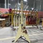 Custom Grand Fly-V Version Relic Aged Style Electric Guitar with Cream Yellow Color