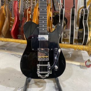 Custom Grand Tele Electric Guitar in Black with Chrome Hardware and Bigsby High Quality Guitar