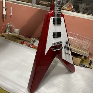 Custom Grand Flying-V Irregular Body Electric Guitar in Red Color