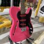 Custom TL F Hole Electric Guitar Hot Pink Rose Wood Fingerboard Hummbucker Pickups Black Pickguard