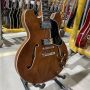 Custom Semi Hollow Body Jazz Electric Guitar in Transparent Brown Color with Ebony Fingerboard Matte Finishing