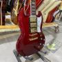 Custom SG Electric Guitar in Red Color with 3 Pickups Black Hardware