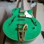 Custom 6 Strings Green Color Semi-hollow Flame Maple Veneer Electric Guitar Rosewood Fretboard 