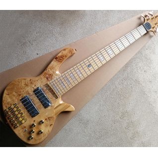 Custom Maple Fretboard 6 Strings Electric Bass in Natural Color with Active Pickups