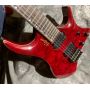 Custom Natural Maple Top Headless Electric Guitar in Red Color 