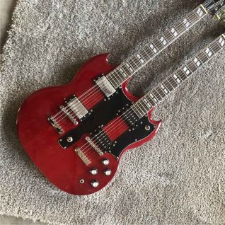 Custom 12 Strings +6 Strings Double Head SG Electric Guitar in Red Color