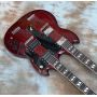 Custom Dark Red JimmyPage 6+12 Strings SG Electric Guitar Double Neck Guitar JP EDS1275