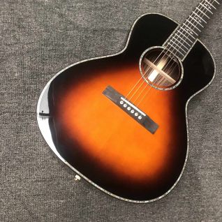 Custom OO Solid Wood Acoustic Guitar with Ebony Fingerboard Full Abalone Binding in Sunburst 