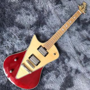 Custom Lefty Handed Flamed Maple Top Electric Guitar in Red Color