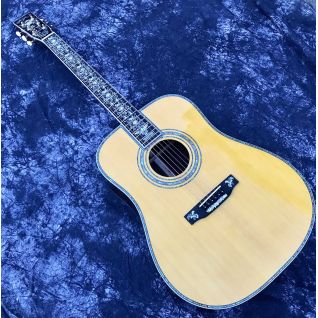 Custom Handmade Aaaaa All Solid Rosewood Wood Yellow Painting Folk Acoustic Guitar Dreadnought Super Deluxe Superior D100 Guitar 550a Soundhole Pickup