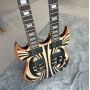 Custom Double Neck 12+6 Strings Electric Guitar Body with Pattern Black Hardware and EMG Pickup
