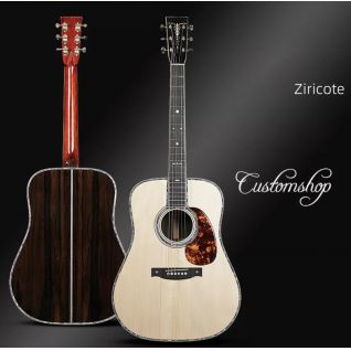 Chinese New Custom Shop Solid Adirondack Spruce D42 Solid Ziricote Wood OEM Acoustic Guitar for Sales