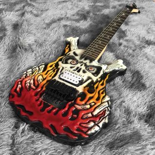 Custom Irregular Special Body Shape Skull Human Skeleton ESP Style Electric Guitar in Kinds Colors