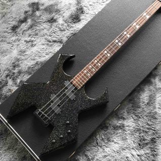 Custom Neck Through Body Ebony Fingerboard 4 Strings Spark Black Electric Bass Guitar Accept Customized Guitar Bass Project