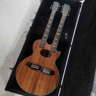 Custom Grand Doubleneck Richie Sambora Signature Koa 6+12 Strings Acoustic Guitar Matte Finishing Ebony Fingerboard