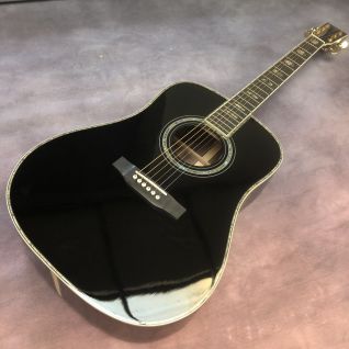 Custom 41 Inch Dreadnought D Body 45 BK Painted Real Abalone Onlaid with Ebony Fingerboard Acoustic Guitar