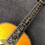 Custom Solid Rosewood Back Side Abalone Binding Slotted Headstock Acoustic Guitar in Yellow Painting