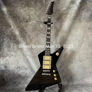 Custom Irregular Body Shape Ibanz Electric Guitar EZS High Gloss Destroyer Duplex Tremolo System in Black Color