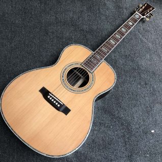 Custom 40 Inch OM Cedar Body Abalone Binding Acoustic Guitar 