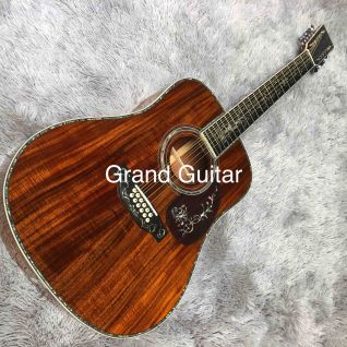 Custom 12 Strings Dreadnought D body 41 inch all solid KOA wood Acoustic Guitar