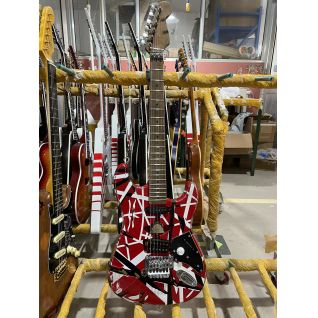 Edward Eddie Van Halen Heavy Relic Red Franken 5150 Electric Guitar Black White Stripes Floyd Rose Tremolo Bridge Slanted Pickup