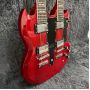 Custom 12+6 strings SG electric guitar double neck in red color