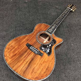 Custom Solid Koa Wood Om Cutaway Body Acoustic Guitar Wood Pickguard