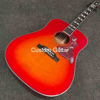 Custom 1960 Hummingbird Style Acoustic Guitar With Fixed Bridge Honey Burst Red Tortoised Pickguard All Solid Spruce Board Dove Guitar