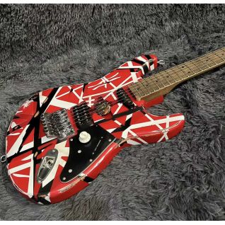 Edward Eddie Van Halen Heavy Relic Red Franken 5150 Black White Stripes Floyd Rose Tremolo Bridge Frankenstein Electric Guitar