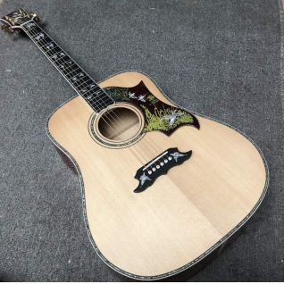 Custom solid spruce top ebony fingerboard bridge flamed maple sides back acoustic guitar