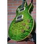 Custom GB Quilted Flamed Top Ripple HH Pickups Les Paul Style Electric Guitar in Green Burst