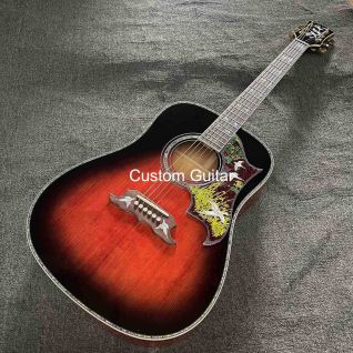 Custom Grand Dove Guitar Flamed Maple Back Side Doves in Flight Dreadnought Acoustic Electric Guitar