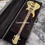 Custom Alembic Style Grand Electric Bass Guitar 5 Strings Bass Ebony Fingerboard Factory Burst Maple Top Neck Through Body 