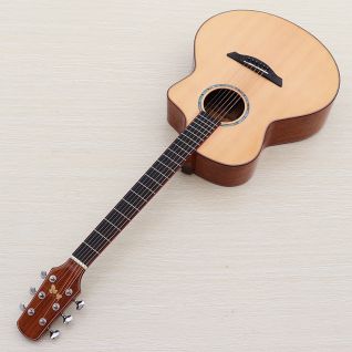 Custom Full Solid Sapele Wood 41 Inch Guitar Sharp Angel High Gloss Folk Guitar with Armrest