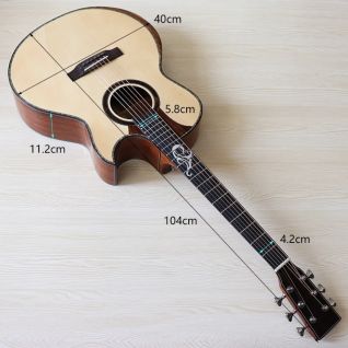Custom solid spruce wood / Sapele wood Chrome Diecast high gloss acoustic guitar in natural