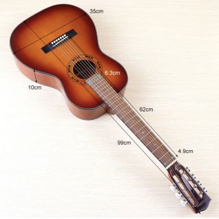 Custom 7 Strings 39 Inch High Gloss Folk Guitar Full Size Bone Nut & Bridge Acoustic Guitar in Sunburst Color 