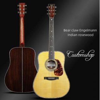 Custom Engelmann spruce body Indian rosewood back side 41 inch acoustic electric guitar D42-Style abalone top purfling and rosette