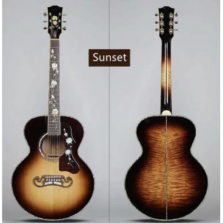 Custom Flamed Maple Back Side SJ200AA Acoustic Guitar Parlor 38 Inch Sunset All Solid Folk Classic Acoustic Guitar