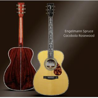 Custom SOLID Cocobolo Acoustic Guitar 40 Inch OM Body Ebony Fingerboard High Polished OX Bone Nut