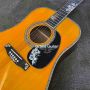 Custom king bird yellow painting solid spruce top ebony fingerboard acoustic guitar