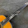 Custom king bird yellow painting solid spruce top ebony fingerboard acoustic guitar