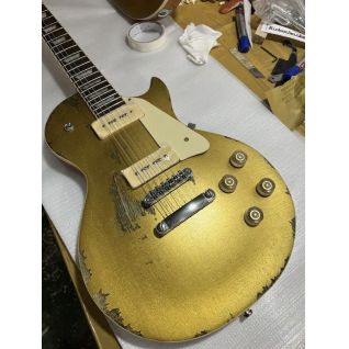 Custom GB Les Paul LP Style Electric Guitar with Mahogany Gold Body Maple Neck Customized Guitar