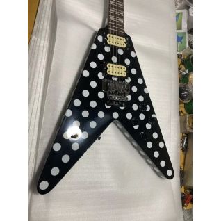 Custom Randy Rhoads Electric Guitar Solid Wood White Dot Glossy Finish Chrome Hardware Accept Guitar OEM