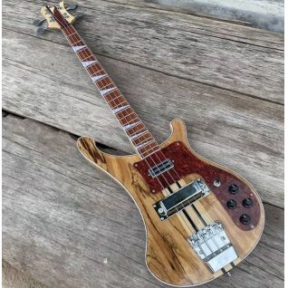Custom Ricken Maple+Rosewood Neck Through Body Electric Bass Guitar Adjustable Bridge