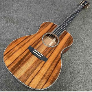IN STOCK WITH SPECIAL PRICE!!! Custom Solid KOA Back Side OM Ebony Fingerboard 40 Inch Real Abalone Acoustic Guitar