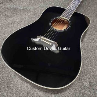 Custom Grand EP Doves Style Acoustic Guitar in Glossing Black Color
