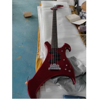 Custom 4 Strings Buzzard Metallic Red Electric Bass Guitar Special Shape 
