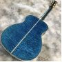 Custom 40 inch OM solid wood polished glossy finish full abalone binding ebony fingerboard ripple  acoustic guitar