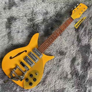 Custom 325 Style Rickenback Electric Guitar Bigsby Tremolo in Yellow Color