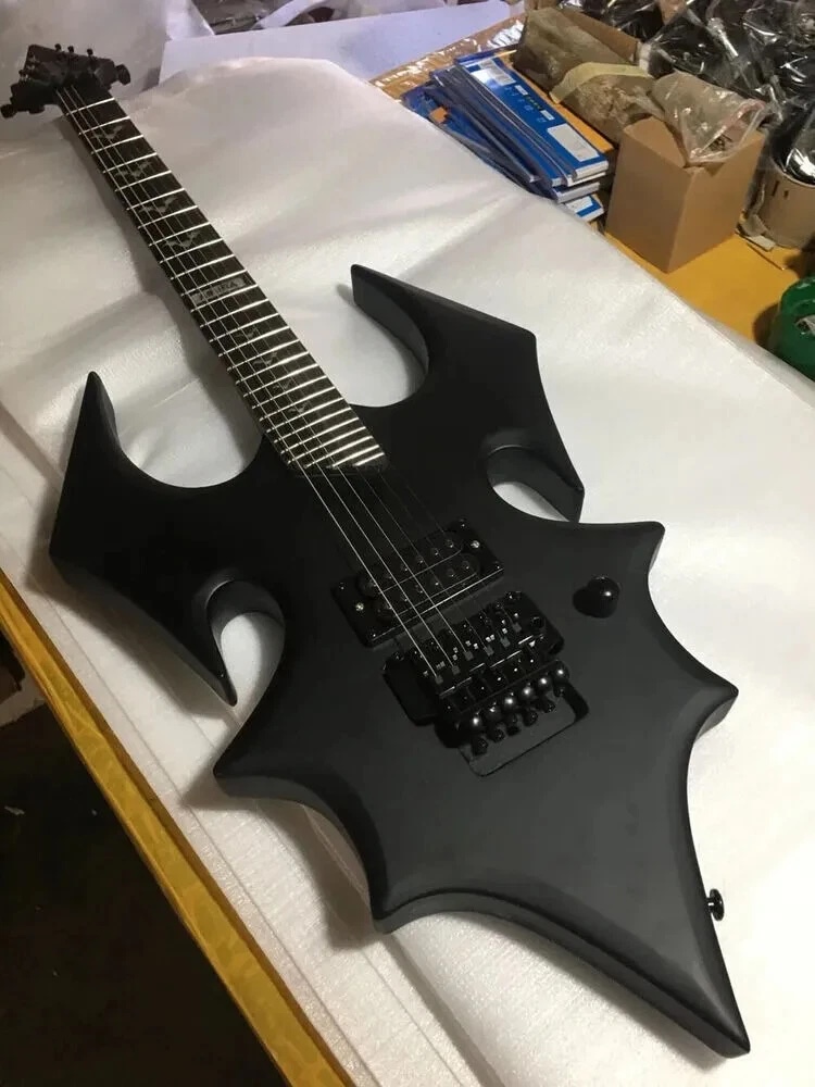 Custom Standard Bat 6 Strings Irregular Body Shape Electric Guitar with Black Hardware
